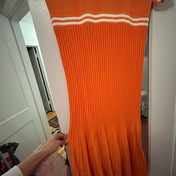 New York & Company Vibrant Orange Midi Skirt - Picture 6 of 7